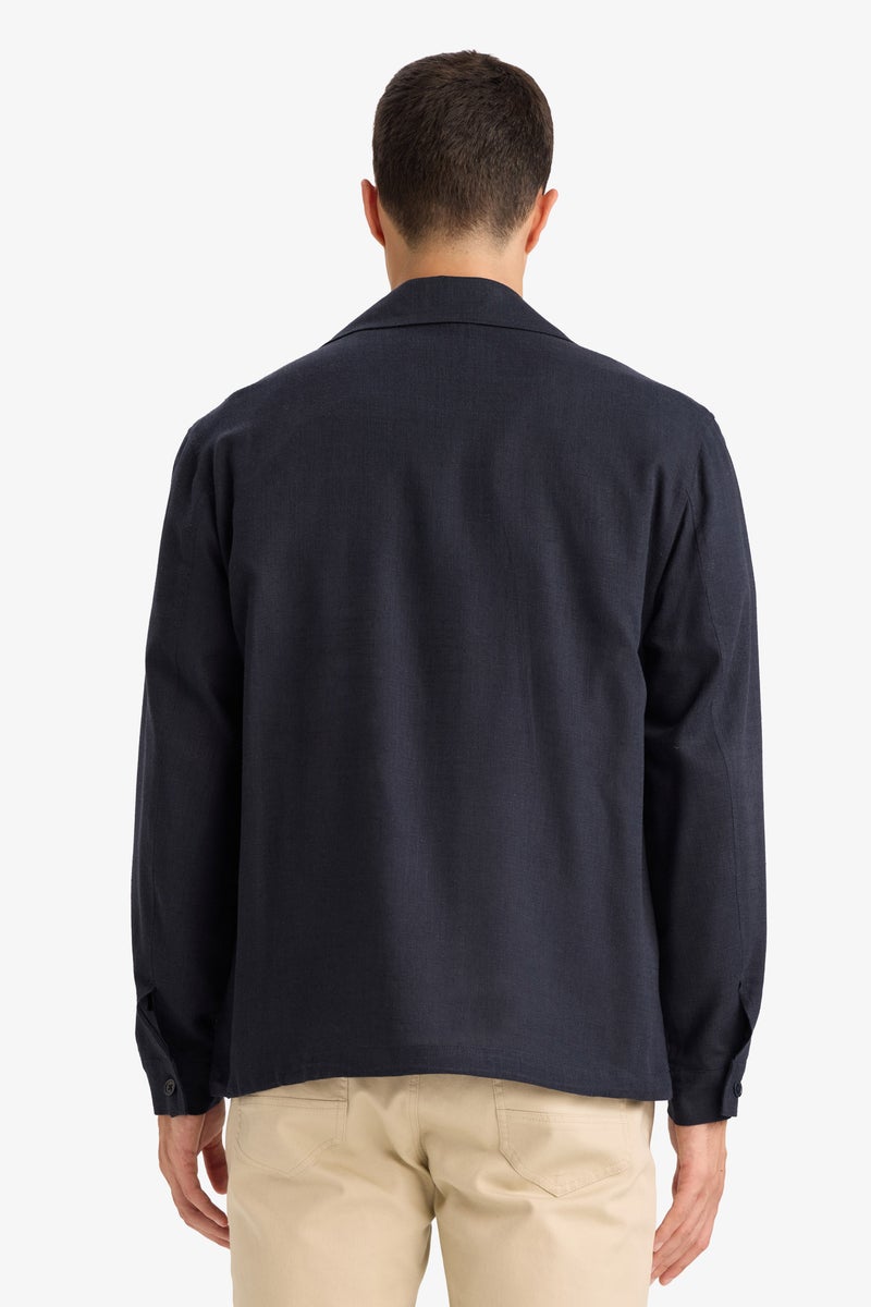 ديفاكتو جاكيت قصة عادية من مزيج الكتان - Image 5